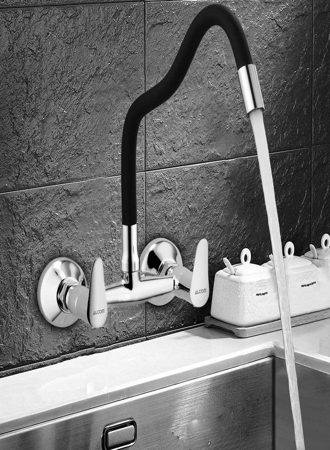 ALTON LRK9671 Brass Sink Mixer with Flexible Swivel Spout, Black & Chrome Finish (Single Flow) - Image 5